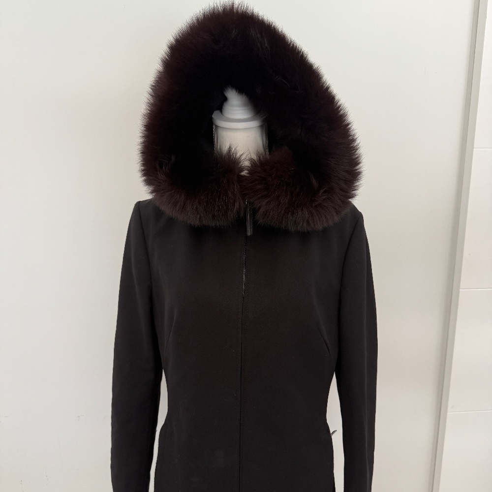 Prada Black Sport Fur Jacket Peacoat Fall/Winter Coat Designer Luxury Art.28x818